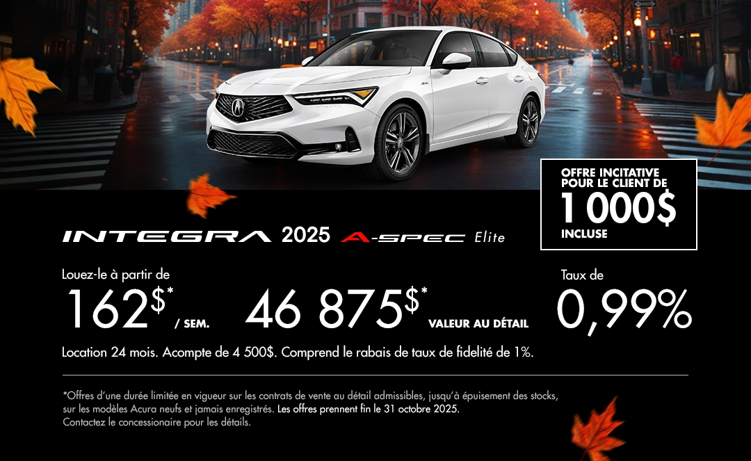 Bannière de Promotion Acura Integra 2025